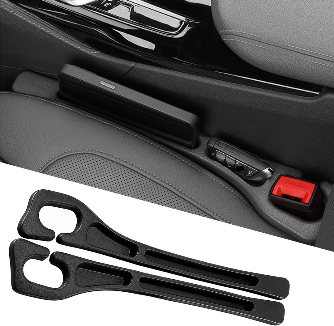 Car Seat Gap Filler 2-Pack, Universal Car Seat Gap Filler Organizer, Seat Gap Plug  Fills Gap Between Seat & Console, Drop-Proof Guard for Phones, Keys & Cards, Fits Cars, SUVs, Trucks, Black