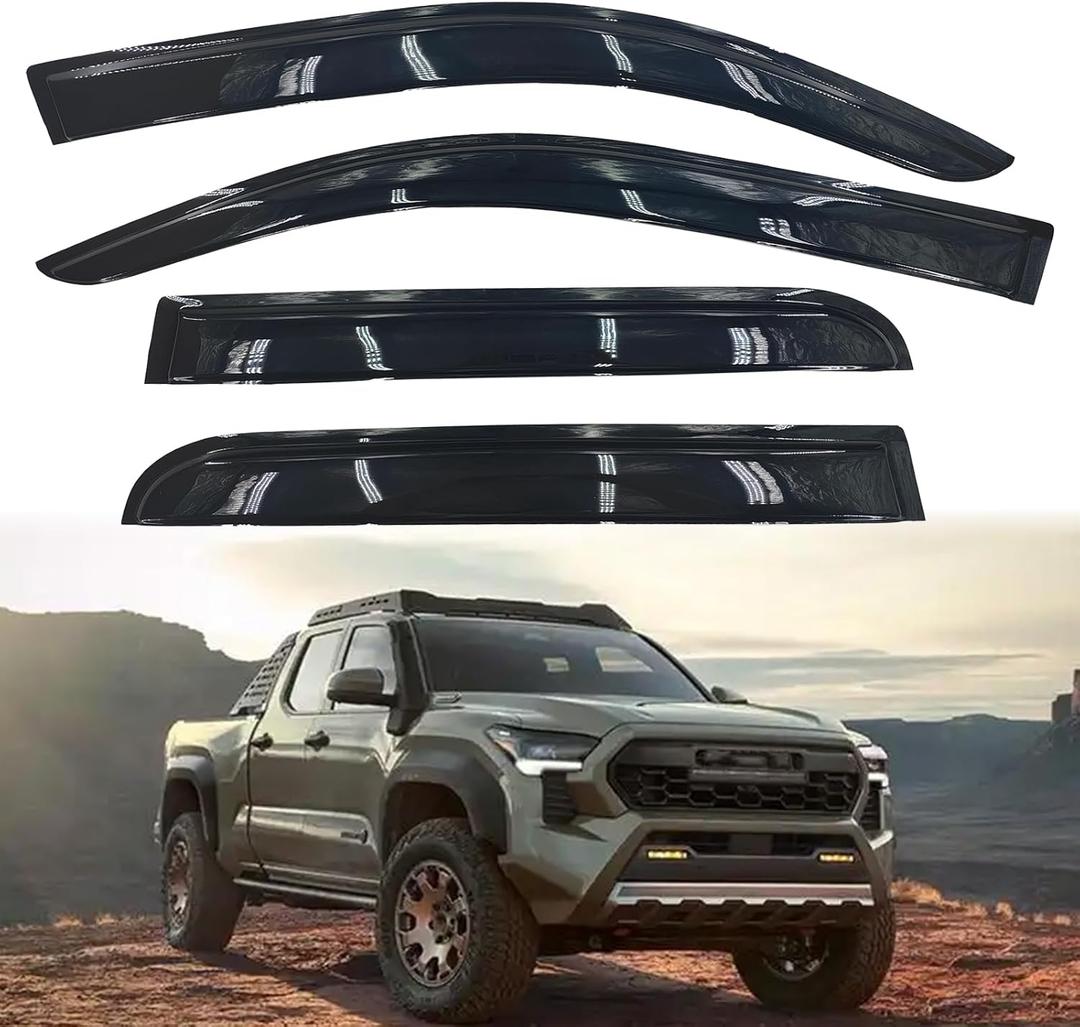 DYRDINSHOW Rain Guards for Tacoma Double Cab 2024 2025, 5 Seats Tacoma Vent Visor, Rain Guard Window Visors for Car Window, Window Wind Deflectors & Visors