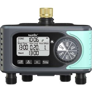 RAINPOINT Brass Sprinkler Garden Timer, 4 Outlets