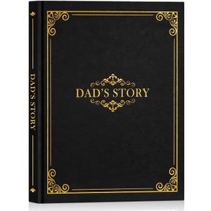 Lanpn Dad Life Story Journal with 300+ Questions, Gifts for Dad Father's Day Birthday Christmas Dads Memory Keepsake Book to Fill Out Leather Father Story Guided Journal to Share Life & Love (Black)