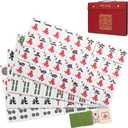 Mahjong Tile Set, 146pcs Chinese Mahjong Set Quality Mah Jong Tiles with Exquisite Storage Box Easy to Carry, Instructions Include Mah Jongg Sets for Family & Friends Gatherings