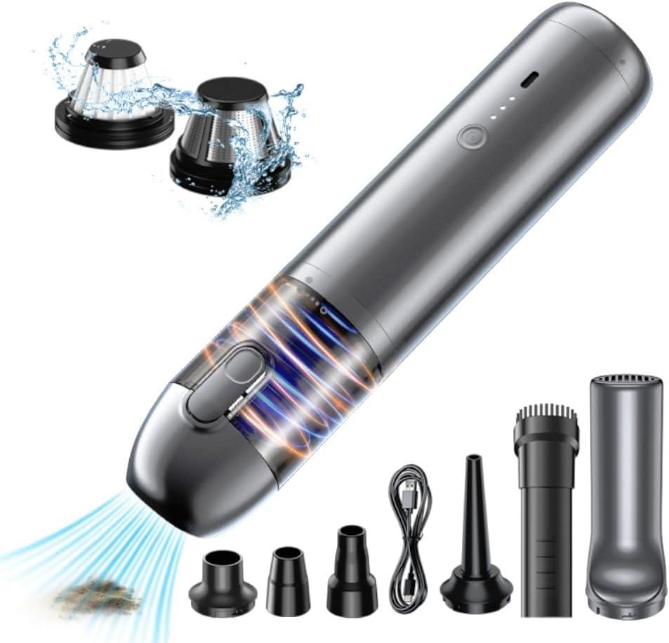 Car Vacuum,16000Pa Powerful Handheld Car Vacuum Cordless with 6000mAh Battery,4 in 1 Lower Noise 33000 RPM Motor Portable Vacuum for Car,Home,Camping