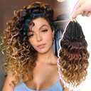 Gowit Pre Looped Deep Wave Crochet Hair 12 Inch 7 Packs Short Curly Crochet Hair for Black Women Ombre Brown Blonde Pre Twisted Ocean Wave Deep Twist Crochet Braids Synthetic Hair