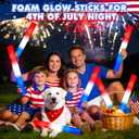 OLUPP 28Pcs July 4th Foam Glow Sticks, Red White Blue Patriotic LED Sticks with 3 Modes Flashing for Kid Adult, Glow in The Dark Party Favor Supplies for Independence Day Parade, Concert, Carnival