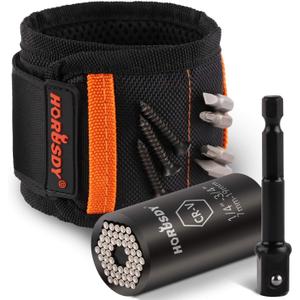HORUSDY Magnetic Wristband & Universal Socket Grip (719mm), Stocking Stuffers Gifts for Dad with Strong Magnets for Holding Screws, Nails, Drilling Bits, DIY, Christmas Tool Gift for Men