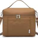 NOL Natural Organic Lifestyle Insulated Lunch Bags for Women Cooler Bag Lightweight Nylon Waterproof Lunch Box For Work (Medium(normal),Brown (Medium (8 Liters)
