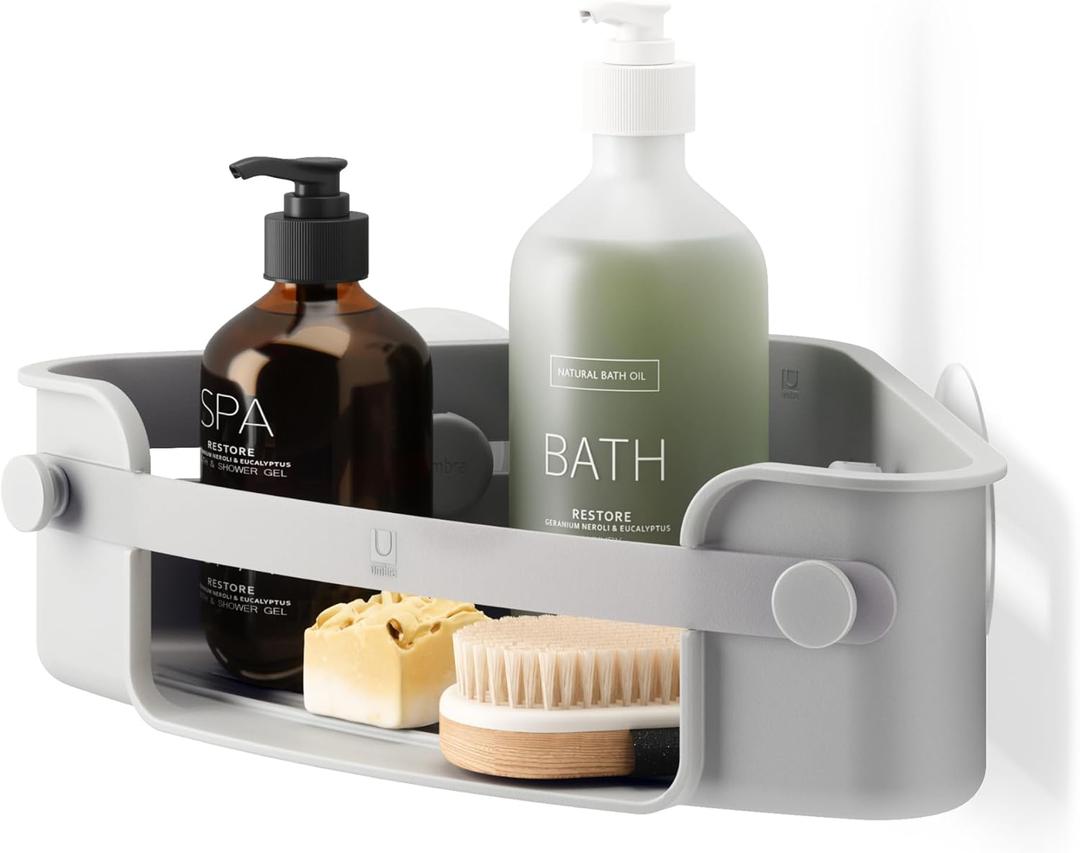 Umbra Flex Adhesive Shower Corner Shelf for Bathroom, Grey