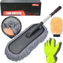 Ultimate Car Duster - The Best Microfiber Multipurpose Duster - Pollen Removing - Exterior or Interior Use - Lint Free - Long Unbreakable Extendable Handle (Premium Car Duster 2 Piece Set)