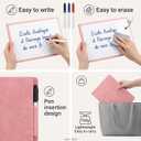 Portable White Board Dry Erase Small, Reusable White Board with 3 Colors Fineliner Pens Foldable Pink Pu Cover Handheld Whiteboard for Meeting Business Office 9.64x6.7 Inch