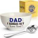MAMAGIFTREE Dad's Cereal Bowl & Spoon Set - Large Ceramic Bowl (24 oz), Stainless Steel Spoon - Perfect for Cereal, Soup, Salad or Dessert - Father's Day Gift