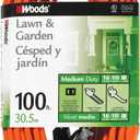 Southwire Woods 100ft Outdoor Extension Cord  Bright Orange, 16/2 Two-Prong  Durable SJTW Jacket for Landscaping & Light-Duty Power  Molded Plug