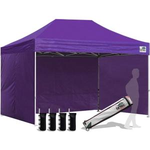 Eurmax USA 8x12 Pop Up Canopy Tent,Commercial Tent with Patented No-Tip Rolling Bag,4 Zippered Removable Walls,UV & Water Resistant Canopy Top,Heavy Duty Outdoor Gazebo,Instant Shelter (Purple)