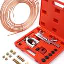25 ft 3/16 Copper Coated Brake Line Kit (Includes 16 Fittings and 4 Unions Brake Line Fittings) + Double & Single Flaring Tool Kit