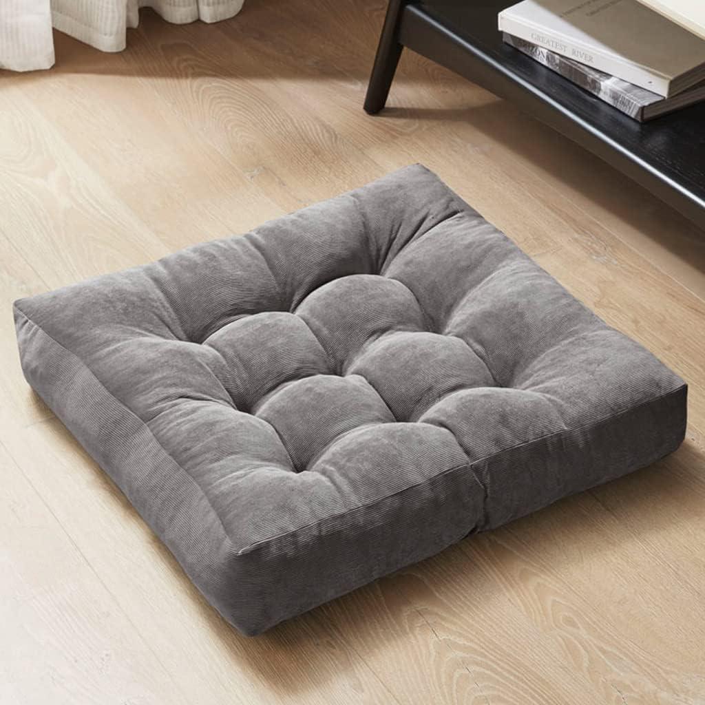 Degrees of Comfort Meditation Floor Pillow, Square Large Pillows Seating for Adults, Gray Tufted Corduroy Cushions for Outdoor Yoga Tatami Fireplace Living Room, Grey, 22x22 Inch (1 Pack)