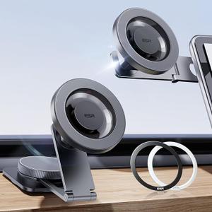 ESR for MagSafe Car Mount, Magnetic Car Mount,Dashboard/Tesla Touchscreen Phone Holder, Magnetic Phone Holder for Car, for iPhone 16/16e/15/14/13/12, S25,Charging Not Supported(2 Metal Rings included)