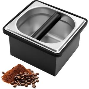 Espresso Knock Box, Stainless Steel Coffee Knock Box Large Capacity Coffee Pucks Container Espresso Machine Tool for Coffee Ground (Small)