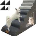 7-Step Dog Stairs for 36 Inch High Beds Small Dogs, Pet Ramp Stairs 20-42 Inch Couch Bed, Non-Slip Balanced Stairs 75lbs for Small Old Large Dogs Cats to Get on Bed
