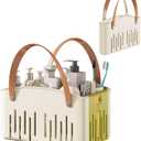 Portable Shower Caddy,Foldable Shower Caddy with Handle and Adjustable Divider,Plastic Shower Storage Basket,Quick Dry Bathroom Shower Organizer Bin for College,Dorm Room,Travel Essentials (Green)