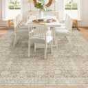 8x10 Area Rugs for Living Room: Washable Large Vintage Floral Rug Low Pile Non-Slip Boho Carpet for Bedroom Home Office Dining Room (Brown, 8'x10')