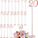 Therwen 20 Pcs Metal Table Numbers 1-20 Table Numbers for Wedding Reception 12 Inch Stainless Steel Party Desk Figure with Sturdy Holder Base for Banquet Wedding Party Event Catering(Rose Gold)