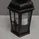 JHY DESIGN Decorative Candle Lanterns Set of 2 10" H Vintage Hanging Lanterns Metal Candleholders for Indoor Outdoor Home Parities and Weddings (Black with Gold Brush)