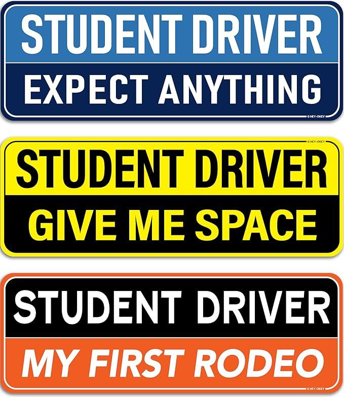 1 pack Student Driver Magnet for Car - Please Be Patient Funny Phrases Reflective Magnetic Rookie Bumper Sticker Set - Reusable Strong Novice Safety Bold Attention Signs - Weather-Resistant