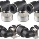 Push to Connect Fittings Elbow 3/8" Tube OD to 1/2 NPT, Nickel-Plated Brass Pneumatic Connectors, Quick Release Air Line Fittings, Leak-Proof and Durable for Industrial Use (Pack of 5)