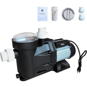 GarveeLife 1.5 HP Above/In Ground Pool Pump, 110V, 6160 GPH Single Speed, High-Flow Swimming Pool Pump with Filter Basket, 1100W Powerful Pool Pumps with 1.5 In Inlet/Outlet (1.5HP, 110V)