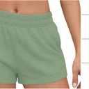 SOLY HUX Women's Sweat Shorts Casual Summer Elastic High Waist Running Lounge Shorts with Pockets (Green, XS)