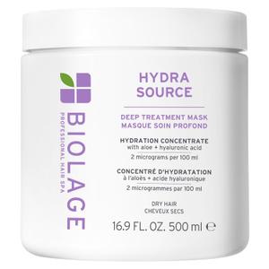 Biolage Hydra Source Deep Treatment Mask - Nourishes & Smooths, For Dry Hair, Infused with Micro-Filtered Aloe Vera & Fermented Hyaluronic Acid (16.9 Fl Oz (Pack of 1))