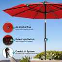 AreShark 9FT Patio Umbrella with Solar Lights, 32 Lighted Pool Umbrella w/Tilt and Crank, Outdoor Market Solar Umbrellas for Garden, Deck, Backyard, Pool and Beach, Red