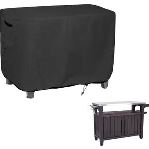Patio Prep Table Cover for 52 Inch Keter Unity XL Portable Table, Waterproof Weather-Resistant BBQ Grill Prep Table Cover 54L x 22W x 35H, Black