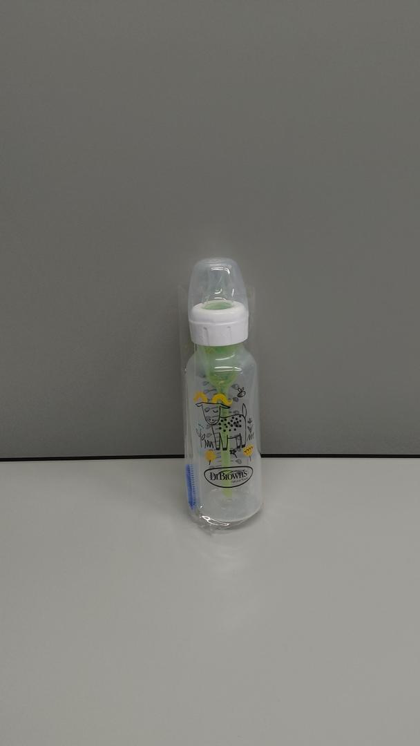 Dr. Brown's Natural Flow Anti-Colic Options+ Narrow Baby Bottle, Squirrel & Goat, 8 oz/250 mL, with Level 1 Slow Flow Nipple, BPA Free, 0m+