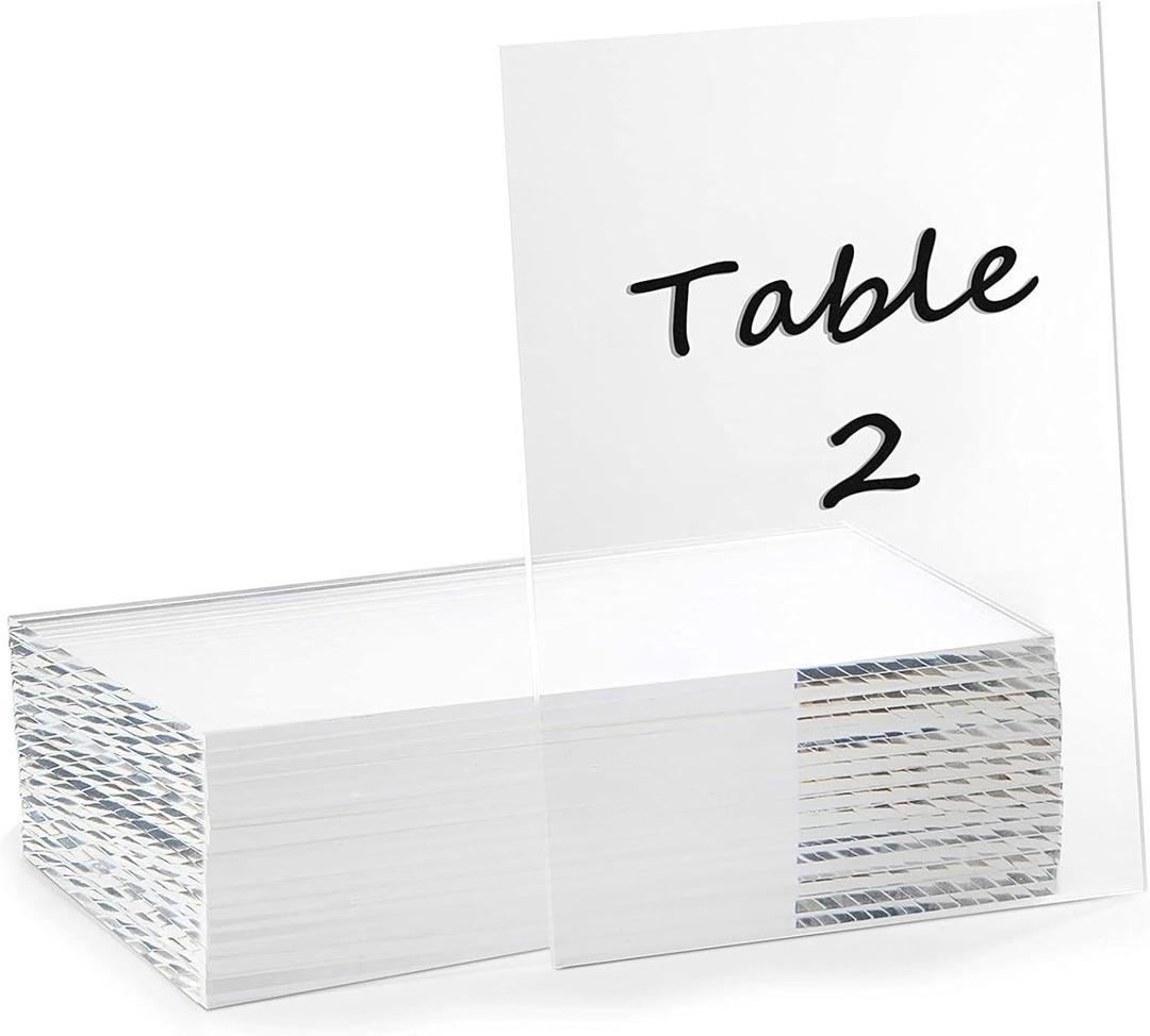 Bright Creations Clear Acrylic Place Cards for Weddings, Table Seating (5x7 In, 20 Pack)