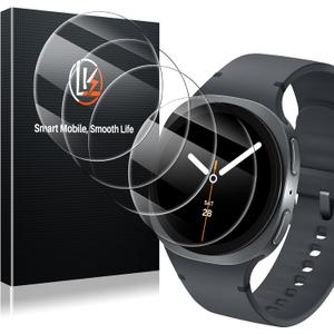 8 x LK 4 Pack for Samsung Galaxy Watch 8 Screen Protector 44mm 2025, Upgrade Top 9H+Tempered Glass, Easy to install for Galaxy Watch 44mm Screen Protector, 0 Bubble,HD