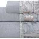 Loom and Mill Luxury Cotton Bath Towel Set 3 Piece-1 Bath Towel 1 Hand Towel 1 Wash Cloth, Ultra Soft Decorative Towel Sets Highly Absorbent for Bathroom, Elegant Floral Design & Quick Dry(Grey)