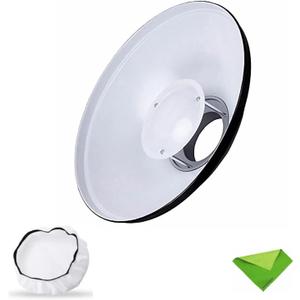 White Beauty Dish Bowens Mount Reflector w/White Diffuser, Light Modifier for Bowens Mount Studio Strobe Flash Light