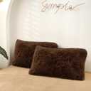 MorroMorn Decorative Pillows Covers, 2 Packs Faux Fur Pillow Cases Standard Size, Luxury Shaggy Throw Pillowcase Cushion Shams with Zipper Closure Room Decor for Couch Sofa Bed (Brown, Standard)