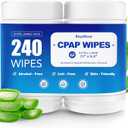 CPAP Mask Wipes, 240 Count (2-120 Canisters) Jumbo Pack, Unscented, Extra Large & Moist, Alcohol Free, Lint Free, 3-5 Months Supply for Daily CPAP Machine and Supplies Care