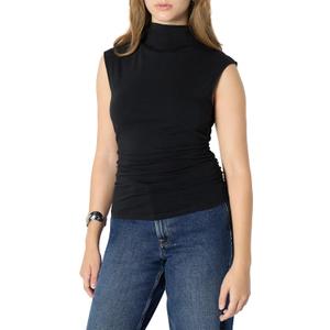 Amazon Essentials Women's Slim-Fit Sleeveless High-Neck Top (Large, Black)