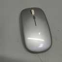 WREANU Wireless Bluetooth Mouse Rechargeable Laptop Mice with LED Lights Silent Slim Use(BT5.2 and 2.4G Portable USB Receiver)Dual Mode Computer Mouse for Laptop/iPad/Tablet/Apple/Computer/Mac (Silver)