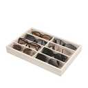 Coward Sunglass Organizer, Beige Velvet Glasses Trays - Eyeglasses Watches Jewelry Display - Men Women (8 Grids)