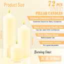 72 Pack Ivory Pillar Candles Bulk Set, 2x3 2x6 2x8 Inch - 24 Each Size, Dripless Smokeless Clean Burning for Wedding Centerpieces, Home Decor, Church, Romantic Ambiance