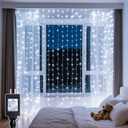 Curtain Lights with Hooks, 200 LED 9.8 x 6.6FT Window String Lights, Plug in Fairy Lights with Remote & Timer, 8 Modes Waterproof Hanging Backdrop Lights for Bedroom, Wedding, Christmas Decor (Cool Whtie)