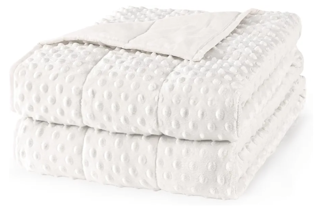 Mr. Sandman Weighted Blanket for Adults, Heavy Blanket for Woman,Man Sleeping/Calm, Soft and Cozy Weighted Throw Blankets, Machine Washable, 60 x 80in, 20 lbs, White