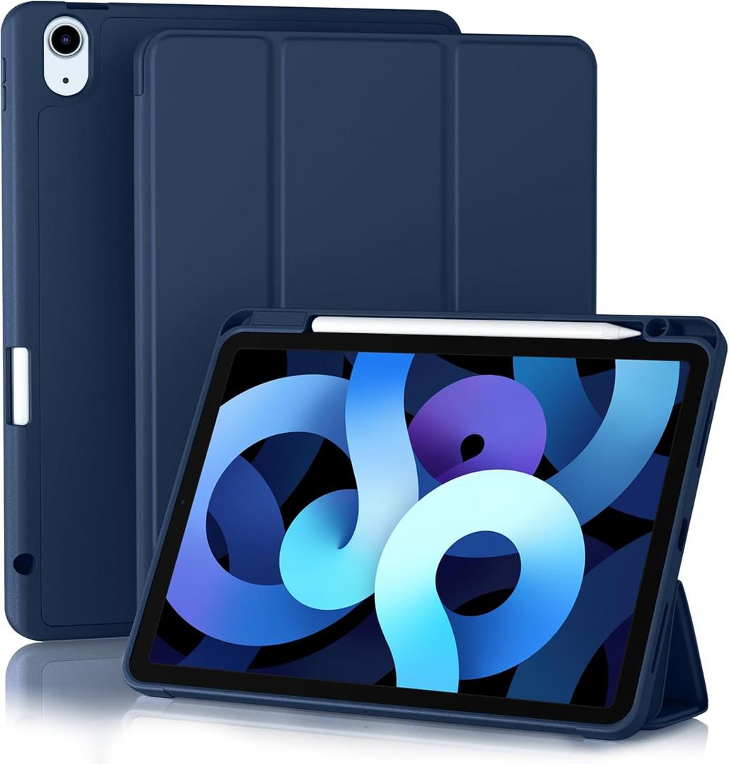 Akkerds Compatible with iPad Air 11 Inch Case 7th/6th Generation (M3/M2) 2025/2024, for iPad Air 5th/4th Generation Case 10.9 Inch 2022/2020 with Pencil Holder[Auto Sleep/Wake], Navyblue