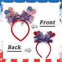 4th of July Headband Independence Day Hair Accessories Patriotic Party Hair Supplies American Flag Love Heart Design Blue Red Ribbon Hair Decoration Cute Hair Hoop for Women Girls Kids 1 Pcs