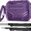 MOBOSI for AirPods Pro 2 Case with Lock, Compatible with AirPod 2nd Gen Cover [Fit for MagSafe], Military Grade Hard Shell for iPods Pro2 with Cleaner Kit & Keychain for Men(2023), Purple