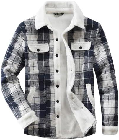 Fozexi Women's Sherpa Lined Jackets Sherpa Turn-Down Collar Warm Winter Fleece Flannel Jacket for Women Trendy, Blue, Size: L