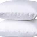Kingnex 2 Pack Waterproof Feather Proof Pillow Protectors with Zipper on Long Side Standard Size Down Proof Striped Bed Pillow Cover